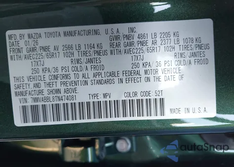 2026 Mazda Cx-50 2.5 S Preferred z USA, uszkodzony, nr VIN 7MMVABBL8TN474081